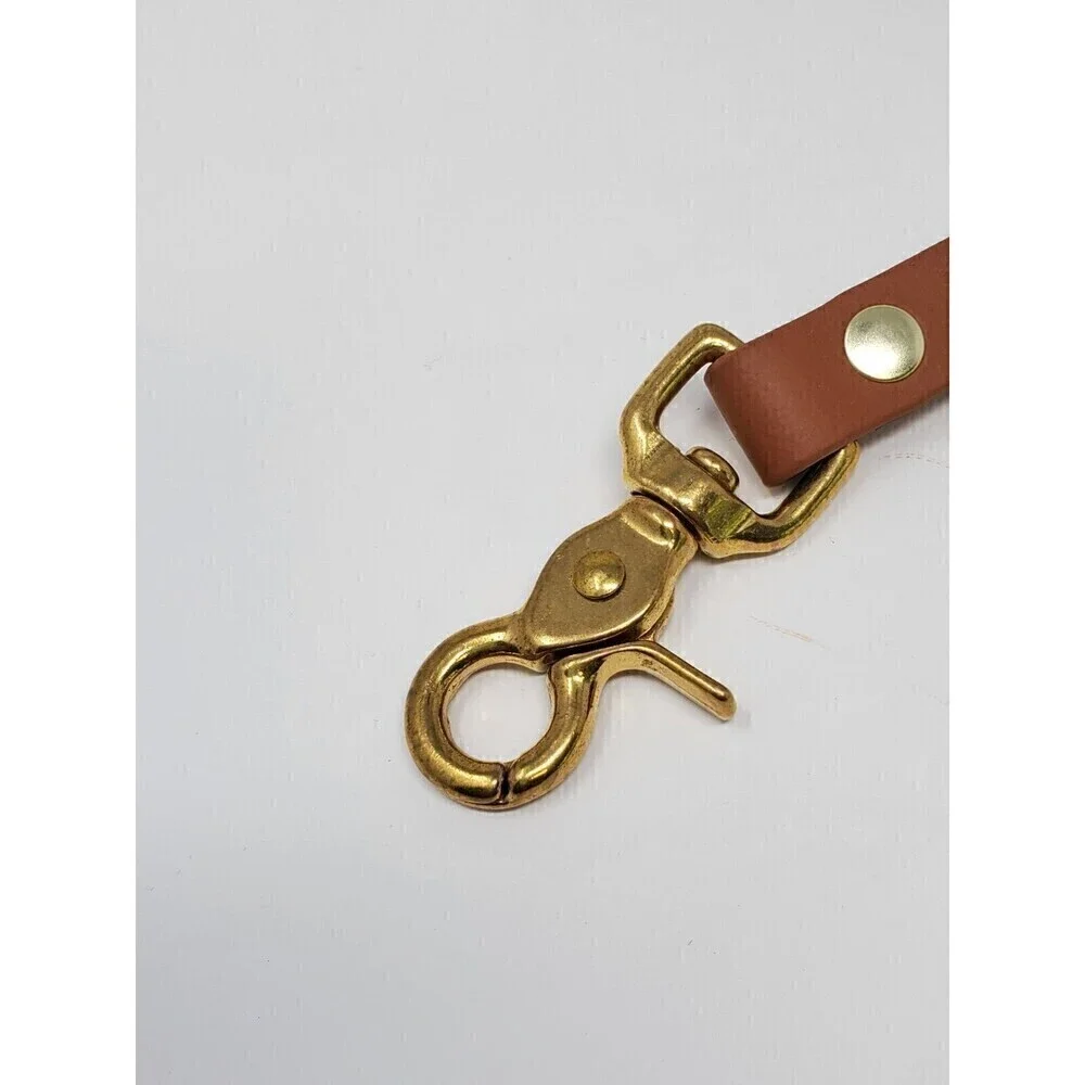 OLIVER & ASH DESIGNS CUSTOM DOG LEASH DARK GREEN & COGNAC BROWN BRASS HARDWARE